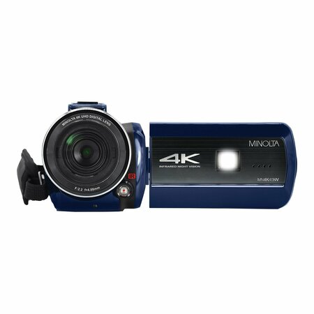 MINOLTA MN4K40NV 4K Ultra HD 16x Digital Zoom IR Night Vision Video Camcorder Blue MN4K40NV-BL